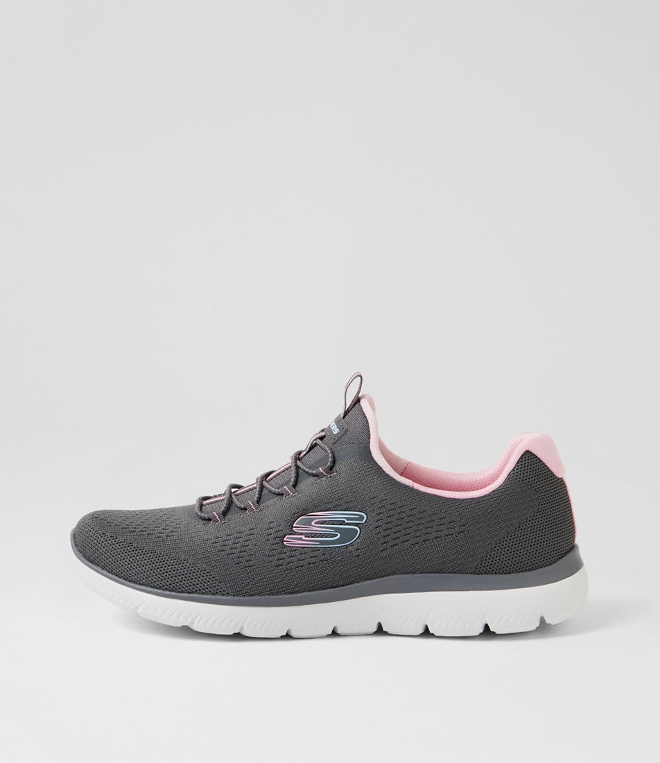 Summits Charcoal Pink Fabric Sneakers Summits Charcoal Pink Fabric Sneakers
