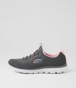 Summits Charcoal Pink Fabric Sneakers Summits Charcoal Pink Fabric Sneakers