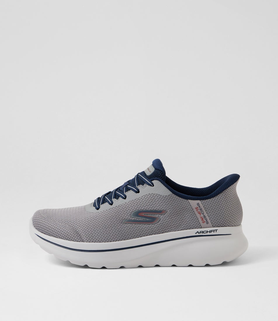Go Walk Afit Njoy Lenny Grey Navy Mesh Sneakers Go Walk Afit Njoy Lenny Grey Navy Mesh Sneakers