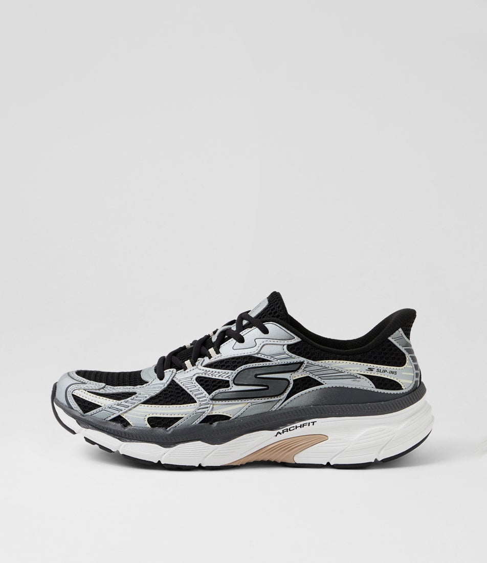 Go Run Arch Fit2 Black Grey Fabric Sneakers Go Run Arch Fit2 Black Grey Fabric Sneakers