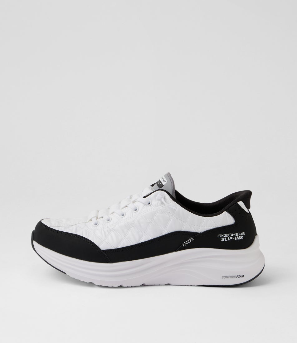 Contour Foam Cozy Fit White Black Slip On Sneakers