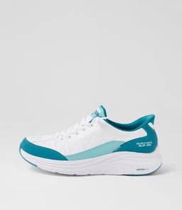 Cozy Fit White Turqoise Fabric Sneakers Cozy Fit White Turqoise Fabric Sneakers