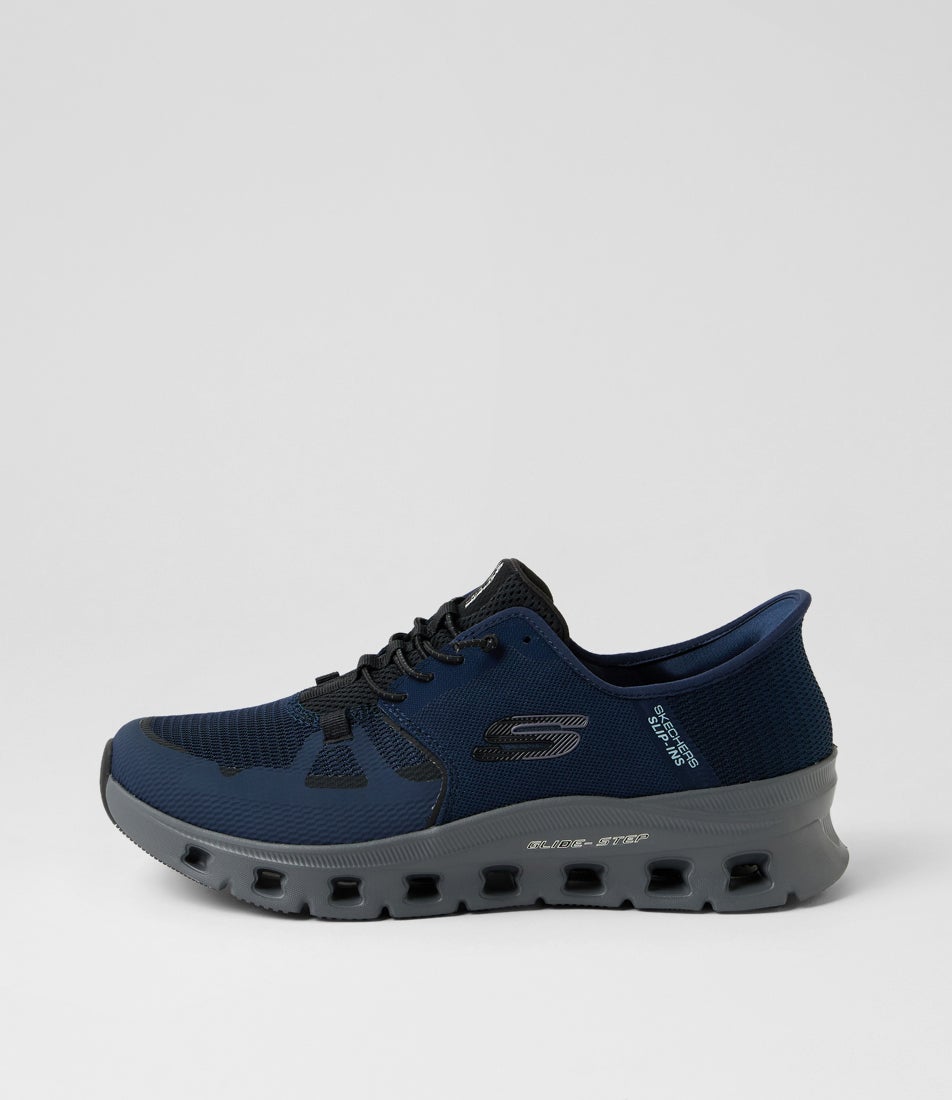Glide-Step Pro Slip Ins Navy Charcoal Wide Fit Sneakers Glide-Step Pro Slip Ins Navy Charcoal Wide Fit Sneakers