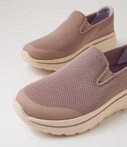 GO WALK ARCH FIT N JOY SK TAUPE LAVENDER MESH