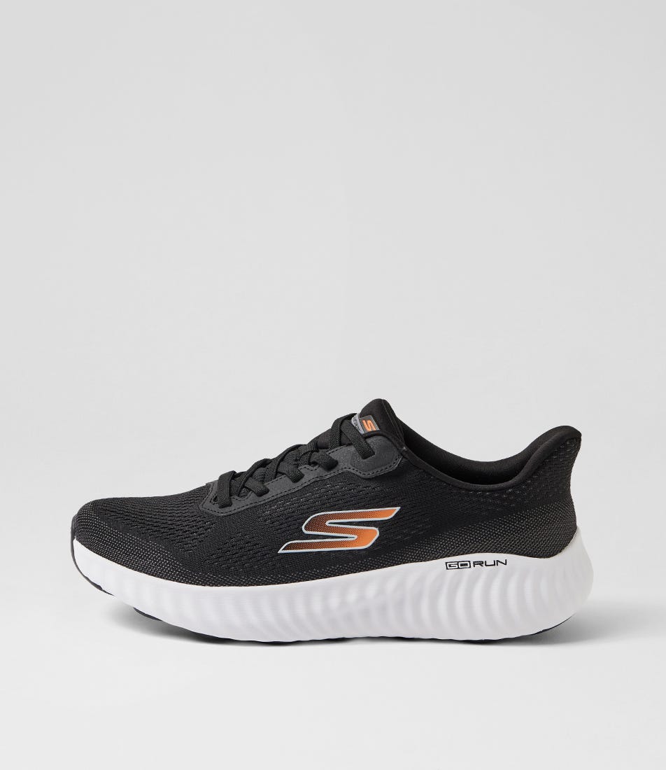 Go Run Now M Black White Knit Sneakers