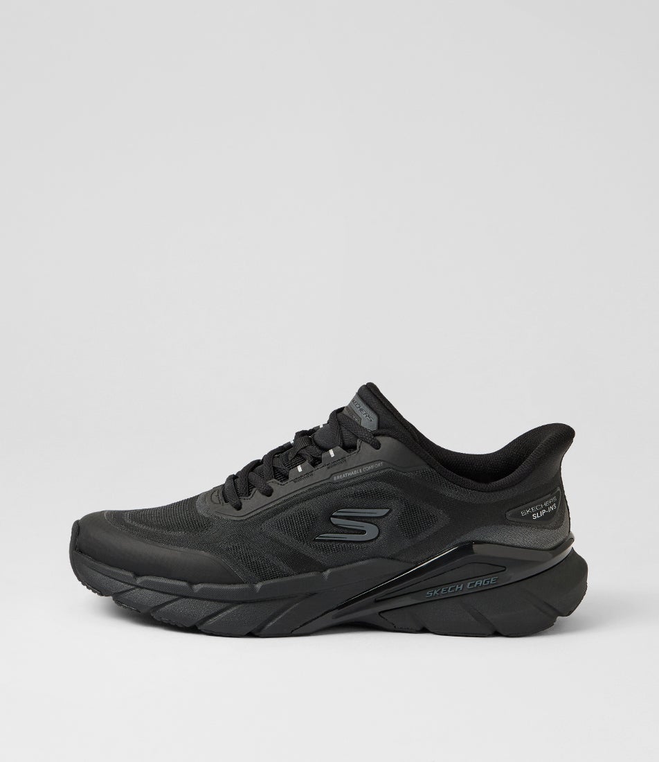 Skech Cage Black Knit Lace Up Sneakers Skech Cage Black Knit Lace Up Sneakers