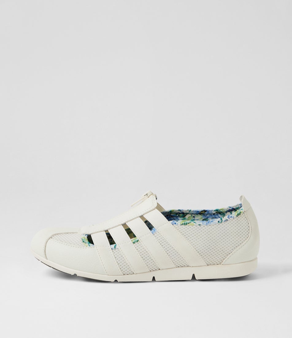 Scottie White Blue Garden Fabric Sneakers