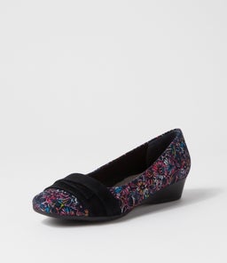 RENZO VIBRANT FLORAL BLACK SUEDE SUEDE