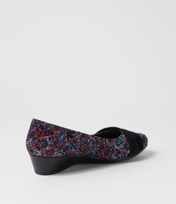 RENZO VIBRANT FLORAL BLACK SUEDE SUEDE