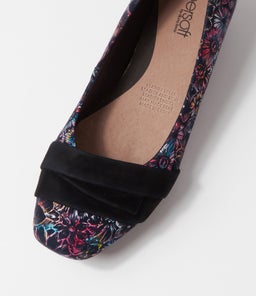 RENZO VIBRANT FLORAL BLACK SUEDE SUEDE