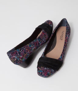 RENZO VIBRANT FLORAL BLACK SUEDE SUEDE