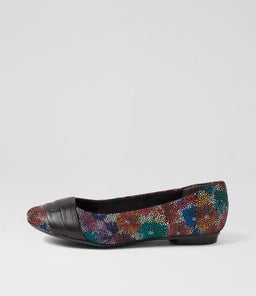 CLAUDEA HAPPY FLOWER BLACK SUEDE LEATHER