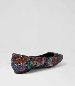 CLAUDEA HAPPY FLOWER BLACK SUEDE LEATHER