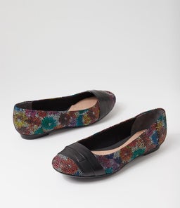 CLAUDEA HAPPY FLOWER BLACK SUEDE LEATHER