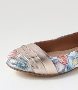 CLAUDEA BLUE HATCH CHAMPAGNE LEATHER