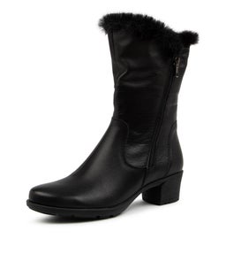 IRIS SU BLACK BLACK LEATHER FAUX FUR