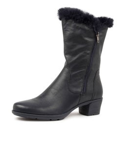 IRIS SU NAVY NAVY LEATHER FAUX FUR