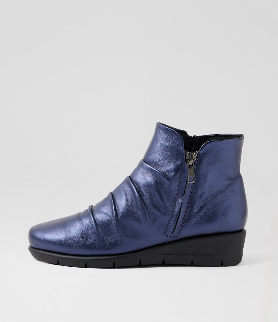 Maxie Sapphire Leather Ankle Boots