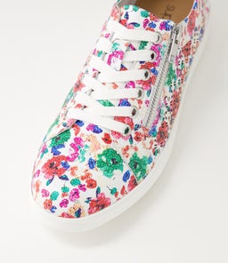 ZARINA SU WHITE BRIGHT FLORAL LEATHER