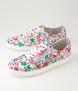 ZARINA SU WHITE BRIGHT FLORAL LEATHER