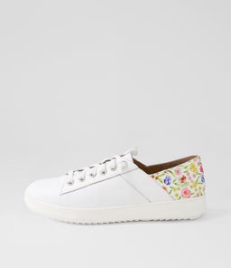 ZAYLAH SU WHITE ANTIQUE FLORAL LEATHER