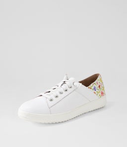 ZAYLAH SU WHITE ANTIQUE FLORAL LEATHER