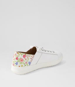 ZAYLAH SU WHITE ANTIQUE FLORAL LEATHER