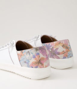 ZAYLAH SU WHITE TROPICAL TILE LEATHER SUEDE