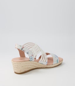 ZOLA SU MINT FLORAL WHITE LEATHER ELASTIC