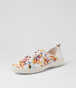 WILLIS SU WHITE FLOWER WHITE EMBOSSED LEATHER LEATHER