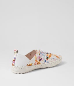 WILLIS SU WHITE FLOWER WHITE EMBOSSED LEATHER LEATHER