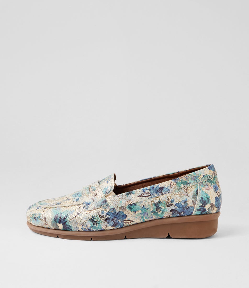 Punis Blue Mix Botanic Leather Loafers