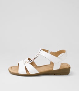 Frankie 2 White Metallic Trim Leather Sandals Frankie 2 White Metallic Trim Leather Sandals