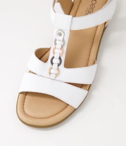 FRANKIE2 SU WHITE METALLIC TRIM LEATHER