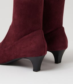 LINSAI SU BURGUNDY STRETCH MICROSUEDE