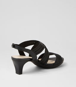 TASTE SU BLACK COVERED HEEL LEATHER