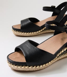 COUSIN SU BLACK JEWELLED ROPE LEATHER