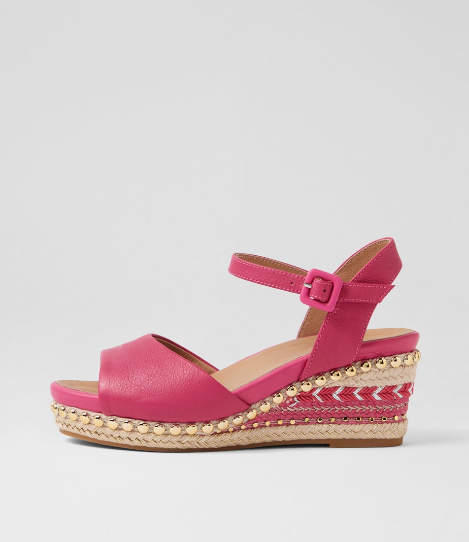 Cousin Fuchsia Jewelled Rope Leather Sandals