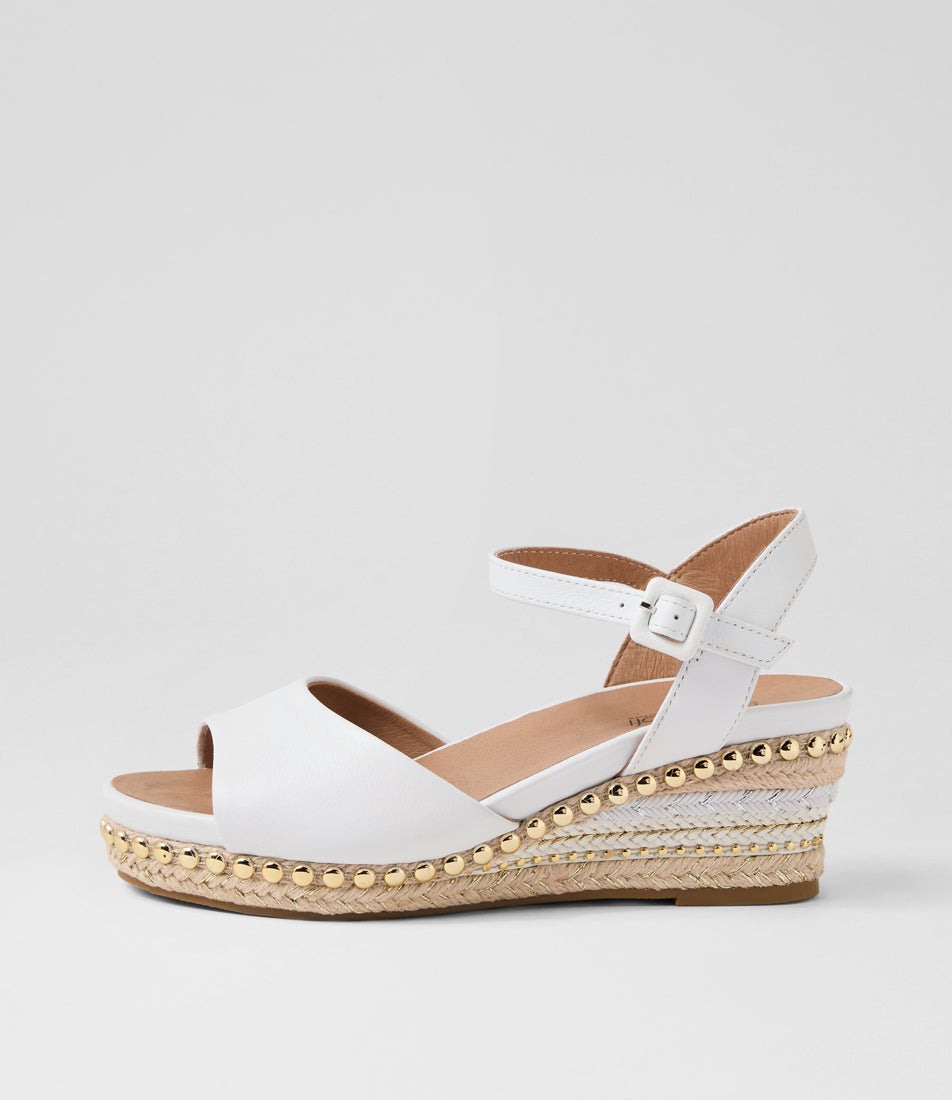 Cousin White Jewelled Rope Leather Sandals