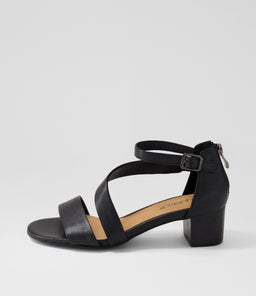 Caring Black Leather Sandals Caring Black Leather Sandals