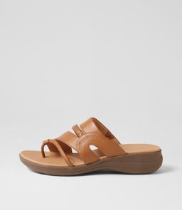 Mia2 Dark Tan Gum Leather Slides Mia2 Dark Tan Gum Leather Slides