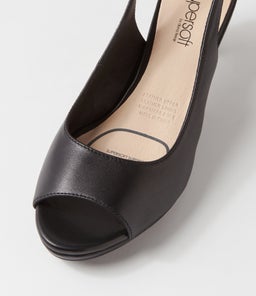 TELATER SU BLACK COVERED HEEL LEATHER
