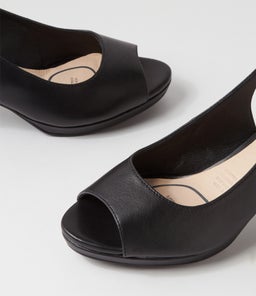 TELATER SU BLACK COVERED HEEL LEATHER