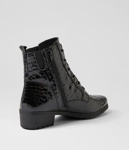CASH SU BLACK PATENT CROC LEATHER