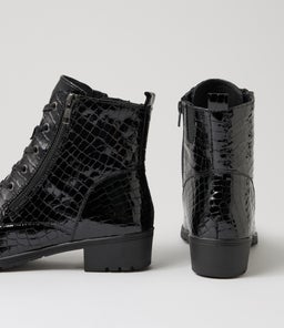 CASH SU BLACK PATENT CROC LEATHER