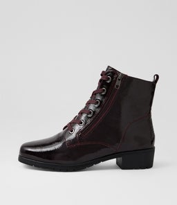 Cash Merlot Patent Leather Lace Up Boots Cash Merlot Patent Leather Lace Up Boots