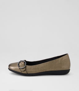Harper Pewter Texture Metallic Leather Flat Shoes Harper Pewter Texture Metallic Leather Flat Shoes