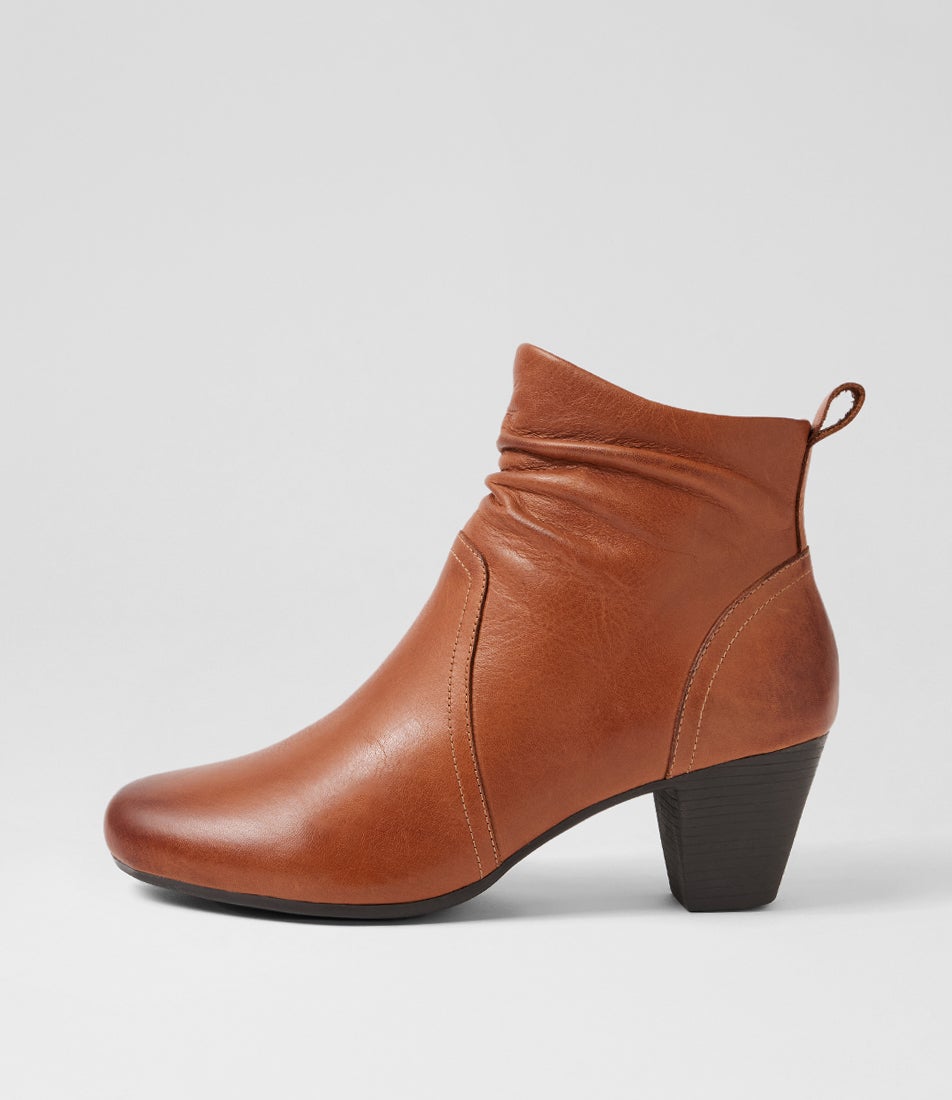 Feliciity Cognac Waxy Leather Ankle Boots Feliciity Cognac Waxy Leather Ankle Boots