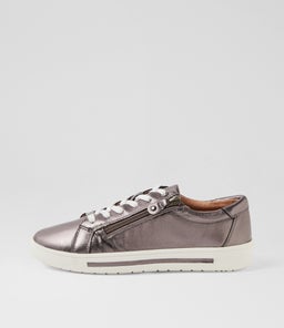 Evone Pewter Leather Sneakers Evone Pewter Leather Sneakers