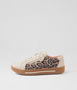 EVONE SU ALMOND TAN LEOPARD LEATHER SUEDE